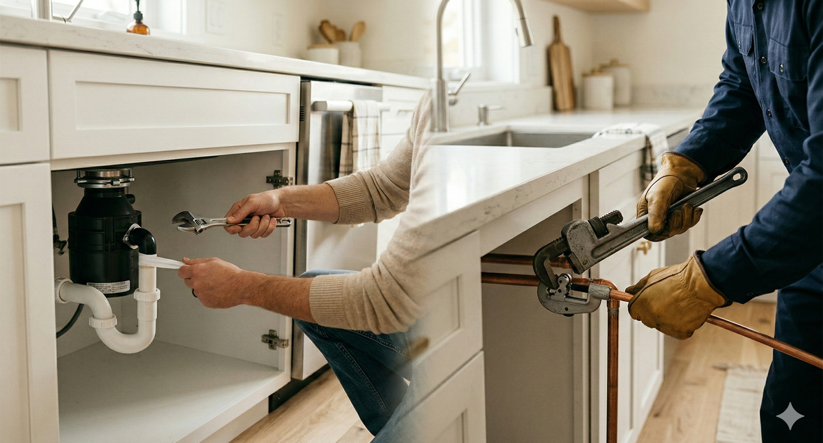 DIY plumbing tools and pipes