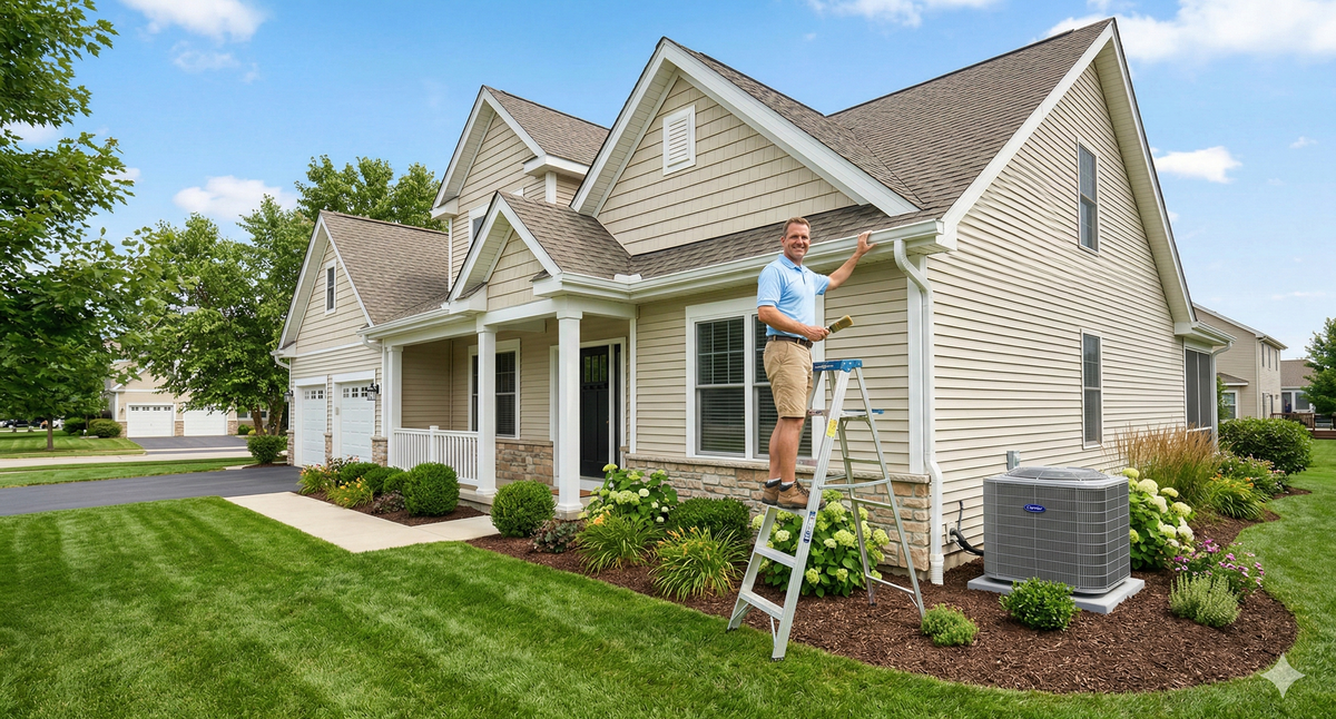 Well-maintained home exterior on a sunny summer day